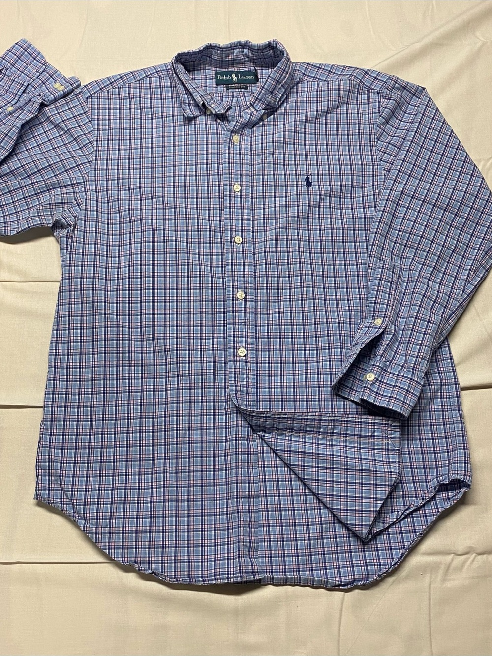 Ralph Lauren Men’s Blue & Red Plaid Button-Down Shirt
